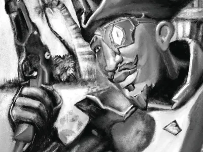 A digital "charcoal" portrait of one person or pet based on a photo