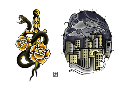 Professional tattoo designs by a tattoo artist