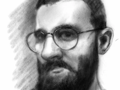 Realistic portrait drawing with charcoal