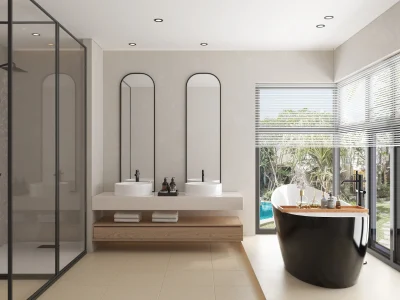 Bathroom Interior Design, 3D Renders & 2D Architectural Drawings