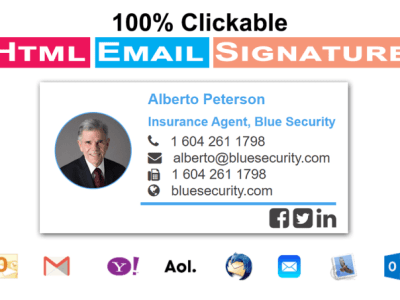 Clickable responsive HTML Email Signature to all email client supported