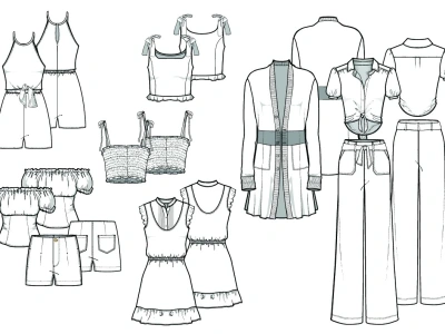 A manufacturing ready fashion flat sketch