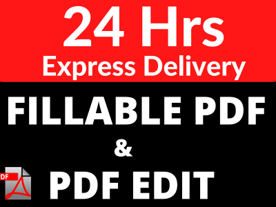 Fillable PDF Forms up to 10 pages or more and PDF edit within 24 hours.