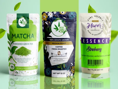 Organic product packaging, pouch bag, food packaging, and label design