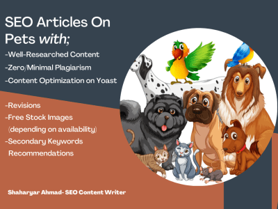 Well crafted SEO Articles on Dogs, Cats, Birds, Hamsters, and other pets