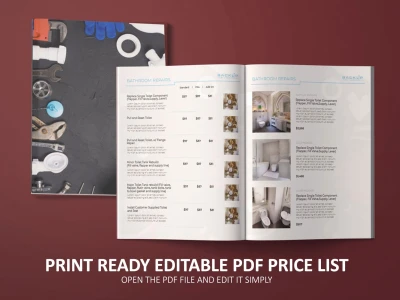 An editable PDF price list, sell sheet, menu list, product catalog