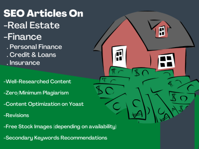 SEO articles on real estate, finance, personal finance, and credit & loans
