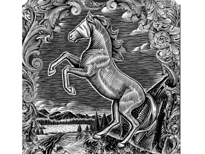 Illustration in engraving style