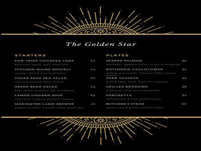 Menu design, price list, order form, checklist, menu board