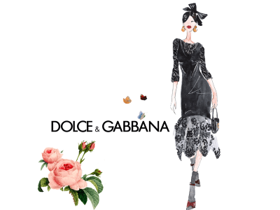 A fashion illustration in watercolors