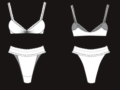 A fully illustrated, professional industry standard CAD fashion drawing