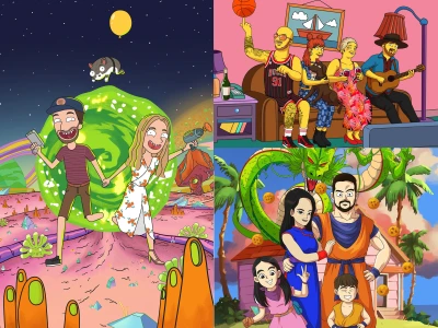 Rick Morty Custom Portrait Dragon Ball Z Simpsons