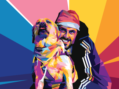 A pop art of dog cat pet and other animals portrait
