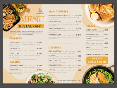 Menu Designs for your Restaurants, Bars and Pubs