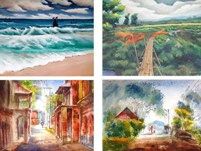 Hand painted watercolor landscape illustration or anything on your mind