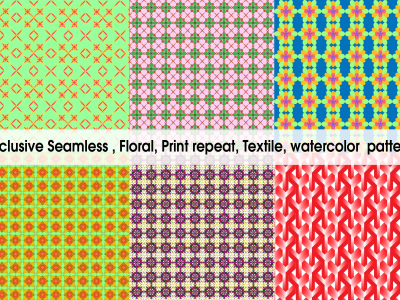 An Exclusive Seamless , Floral, Print repeat, Textile, watercolor  pattern