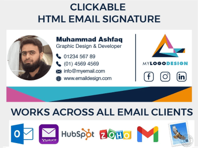 Clickable HTML coded email signature