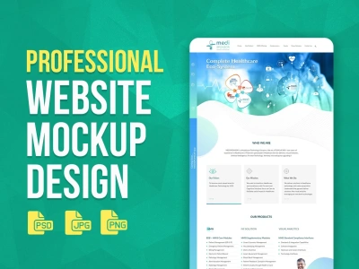 Modern website mockup design in Photoshop format