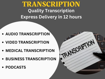 Accurate transcription of audio files. 12-hour