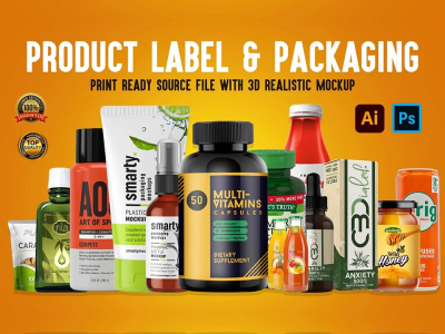 Premium Product Label, Box Packaging, Pouch Bag, Tube Packaging Design