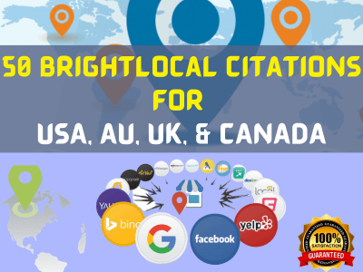 50 Brightlocal local citations, local listings for USA, AU, UK and Canada