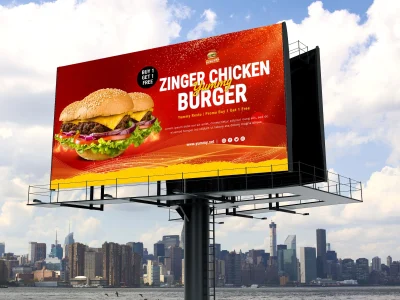 A modern billboard design, yard sign, signage or signboard