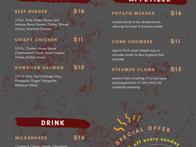 An incredible menu for your business