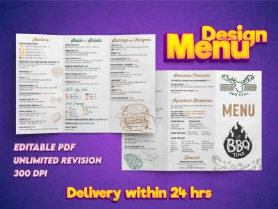 An attractive restaurant menu