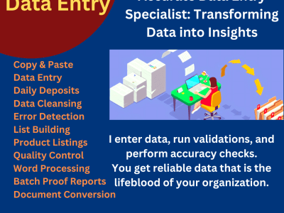 Accurate & Efficient Data Entry Specialist. Typing, Excel, Copy &Paste, PDF