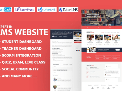 Fully functional learndash, learnpress or wplms lms website