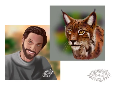 A clear, realistic hand-drawn portrait in digital, 300-450 dpi)