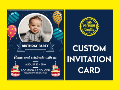 A custom birthday, wedding, event invitation card design