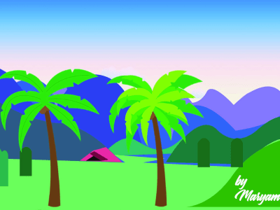 A flat design landscape background illustration