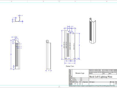 Sheet metal design including 3D model, technical drawing and DXF file