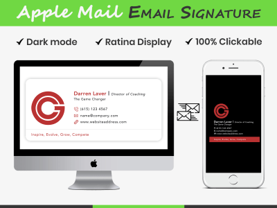 Mac Mail Email Signature compatible with Dark Mode and Retina Display.