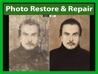 Damage old photo restoration - Repair photo recoloring - High resolution