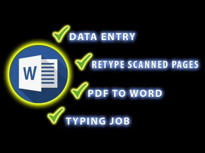 A fast typing job, retype scanned pages, pdf to word, data entry