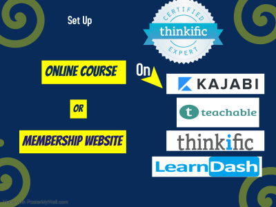 Online course website setup on thinkific teachable kajabi learndash