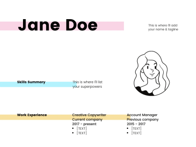 A creative customized resume tailored to your needs or next job