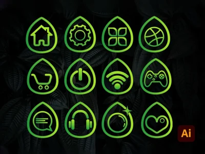 Custom hand-drawn icons set within 24 hours