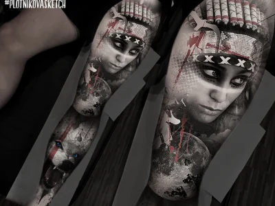 A tattoo design for leg sleeve