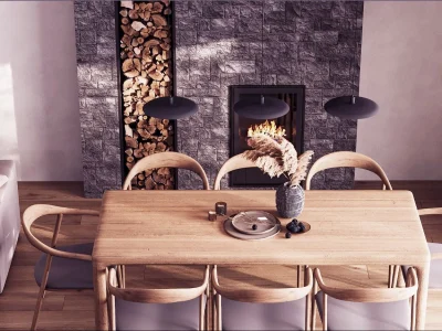 3D RENDER OF INTERIOR AND EXTERIOR