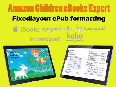 Children's Fixed layout ePub formatting for Amazon Kindle/KDP, Ingram Spark