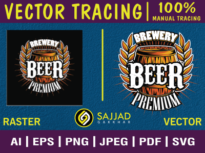 Vectorize, edit or duplicate your design, logo to high resolution