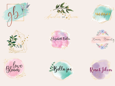 Watercolor Feminine or signature logo for your business