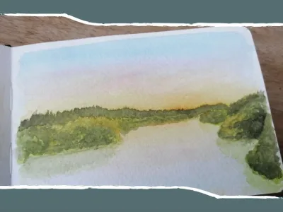 Watercolor painting or digital art of unforgettable places you visit