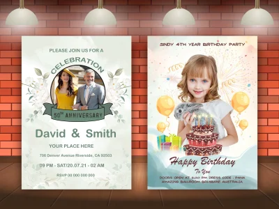 Wedding & birthday party or event poster, greeting invitation card design