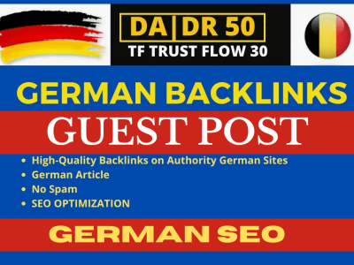 German SEO backlinks german guest post on high authority sites DA, DR 50+