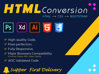 An PSD - AI - XD to HTML, Bootstrap Developer For your business