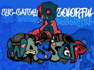 Colorful and detailed Graffiti design with a free sketch